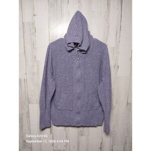 Cabela's Women's L/XL Purple Hooded Full Zip Cardigan Sweater